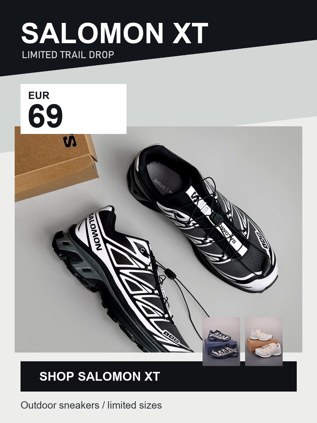 Salomon XT trail sneakers 69 EUR homepage mobile banner