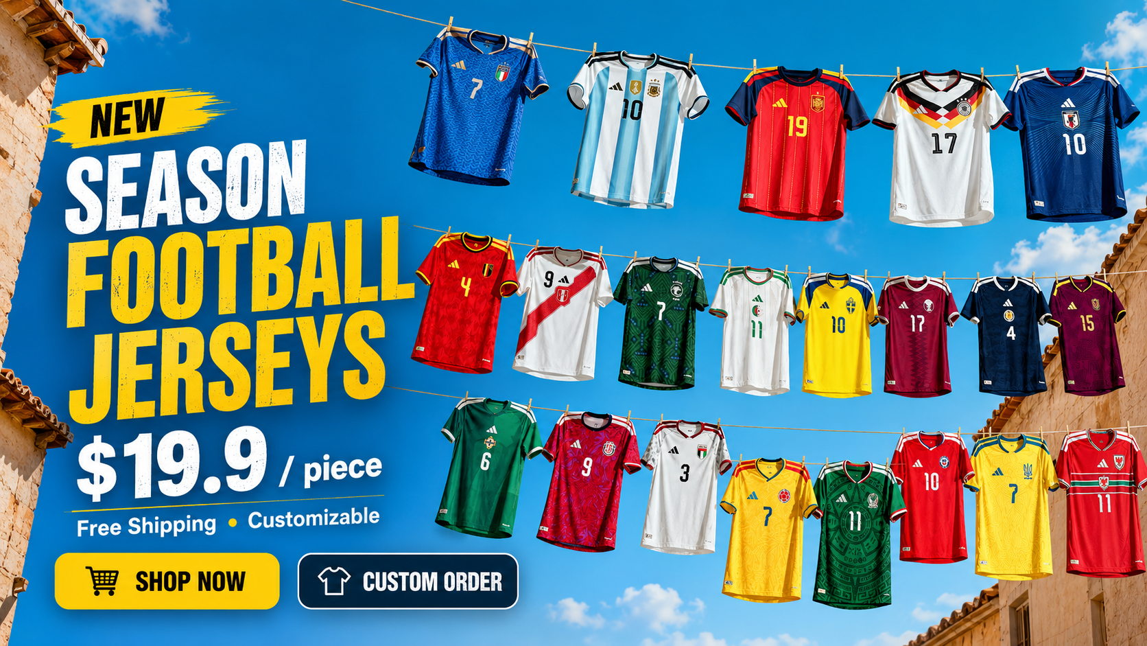 Football jerseys $19.9 free shipping customizable
