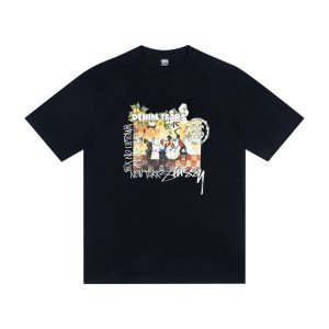 Stussy x Denim Tears Collaboration SS25 Crew Neck Short Sleeve T-Shirt with Chest Print wsxc1779120772038 0